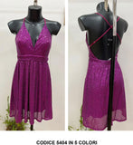 Abito Corto Elegante Smanicato Spalle Scoperte Paillettes Sensuale Vestito in 5 Colori - 5404