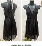 Abito Corto Elegante Smanicato Spalle Scoperte Paillettes Sensuale Vestito in 5 Colori - 5404