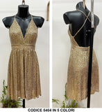 Abito Corto Elegante Smanicato Spalle Scoperte Paillettes Sensuale Vestito in 5 Colori - 5404