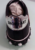 Scarpe Originali Shop★Art Nere Scritta Amour Vellutino Particolari in Argento e Perle Bianche - 18680N