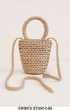 Borsa mini a mano e tracolla beige intrecciata – estiva compatta 2-in-1 – ST/2412-02