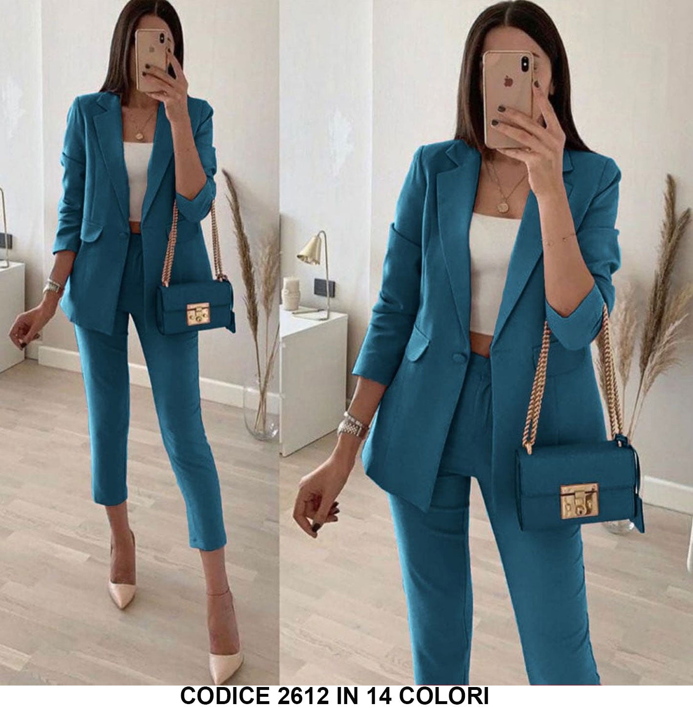 Tailleur Completo Donna Pantalone e Giacca Casual in 7 Colori Completo Elegante - 2612Out