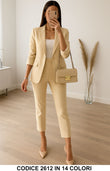Tailleur Completo Donna Pantalone e Giacca Casual Elegante Lavoro Completo in 7 Colori - 2612