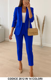 Tailleur Completo Donna Pantalone e Giacca Casual Elegante Lavoro Completo in 7 Colori - 2612