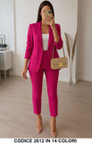 Tailleur Completo Donna Pantalone e Giacca Casual Elegante Lavoro Completo in 7 Colori - 2612