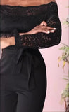 Tuta Donna Intera Elegante Jumpsuit Cocktail Schiena scoperta Finiture in pizzo Merlettato Cerimonia in 2 Colori - 2681