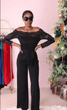 Tuta Donna Intera Elegante Jumpsuit Cocktail Schiena scoperta Finiture in pizzo Merlettato Cerimonia in 2 Colori - 2681