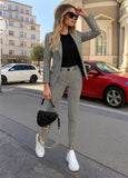 Tailleur pantalone e giacca a quadri quadretti Bianco e Nero Elegante Completo Pied de Poule - 3405