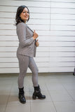 Tailleur pantalone e giacca a quadri quadretti Bianco e Nero Elegante Completo Pied de Poule - 3405