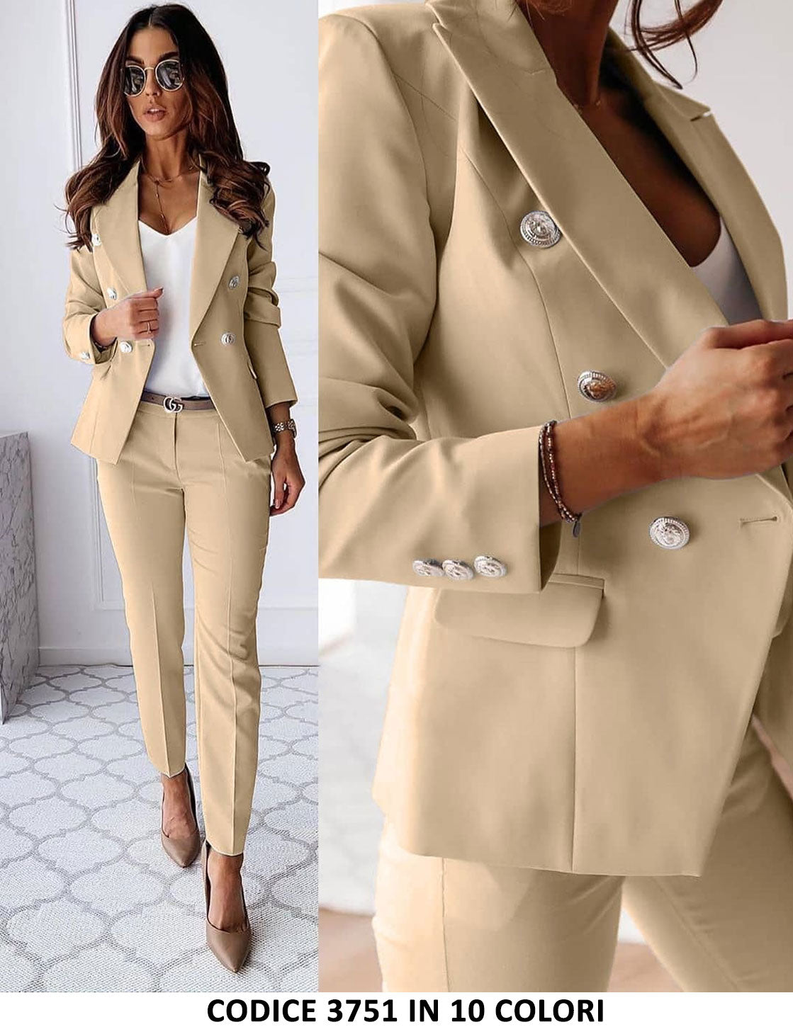 Beige ⚡ donna elegante Made in Italy