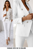 Tailleur Giacca e Pantaloni Eleganti Completo Donna Cerimonia 2 Pezzi con Bottoni Oro in 15 Colori - 3751