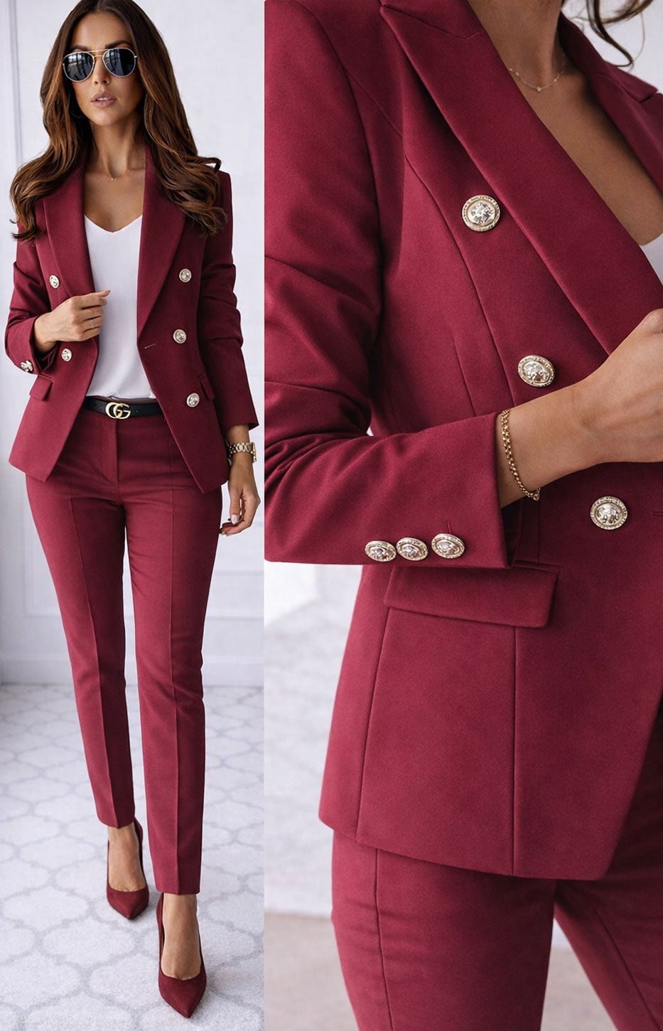 Bordeaux ⚡ M (42 ) donna elegante Made in Italy