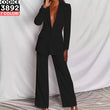 Tailleur 2 Pezzi Giacca Foderata E Pantaloni Taglio A Zampa Completo Elegante In 3 Colori - 3892Out