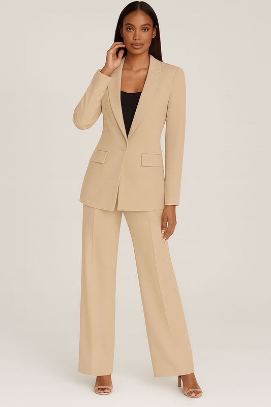 Tailleur 2 Pezzi Giacca Foderata e Pantaloni Taglio a Zampa Completo Abito Coordinato Elegante in 8 Colori - 3892