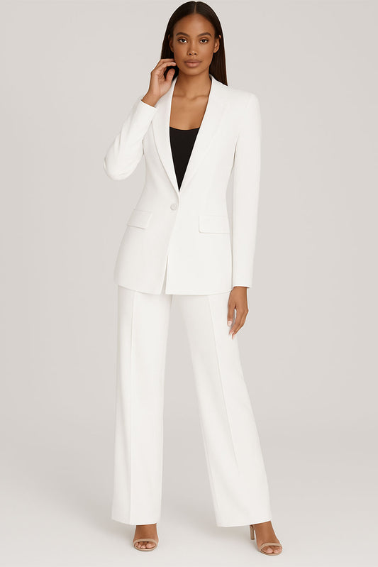 Tailleur 2 Pezzi Giacca Foderata e Pantaloni Taglio a Zampa Completo Abito Coordinato Elegante in 8 Colori - 3892