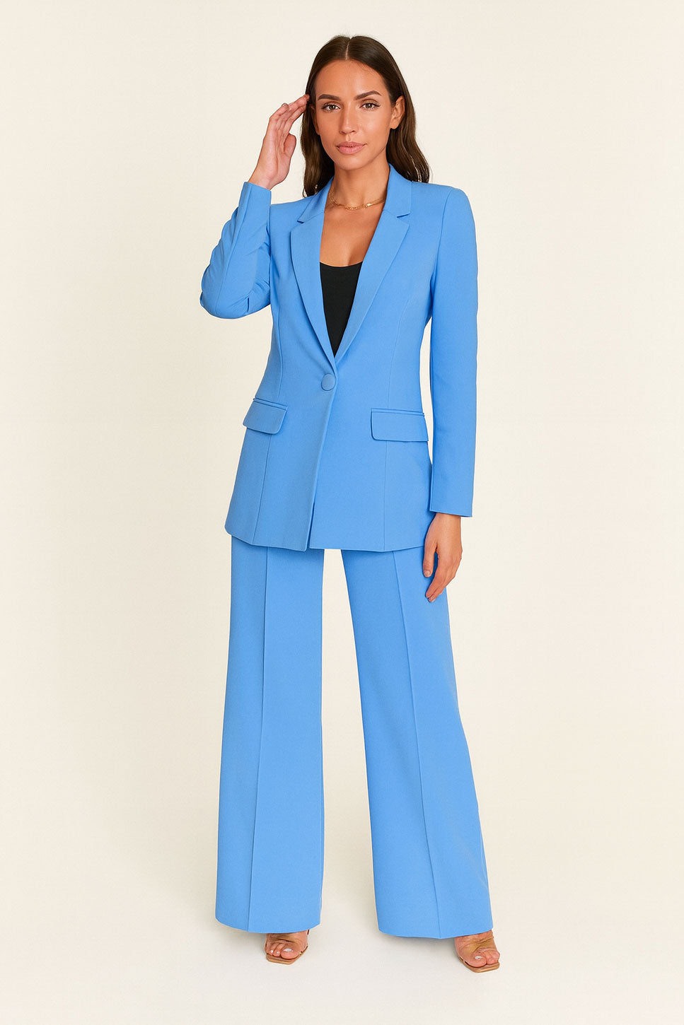 Tailleur Pezzi Giacca Foderata e Pantaloni Taglio a Zampa