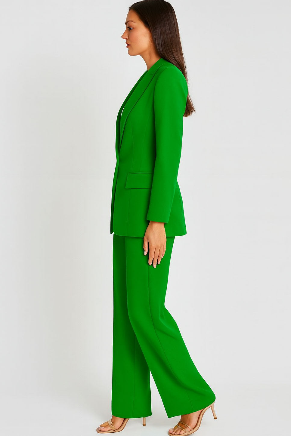 Tailleur 2 Pezzi Giacca Foderata e Pantaloni Taglio a Zampa Completo Abito Coordinato Elegante in 8 Colori - 3892