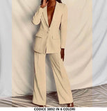 Tailleur 2 Pezzi Giacca Foderata E Pantaloni Taglio A Zampa Completo Elegante In 3 Colori - 3892Out