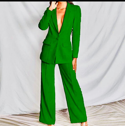 Tailleur 2 Pezzi Giacca Foderata e Pantaloni Taglio a Zampa Completo Abito Coordinato Elegante in 9 Colori - 3892