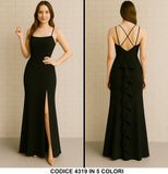 Abito Lungo Elegante da Cerimonia Vestito con Coda Smanicato Schiena Scoperta in 3 colori - 4319