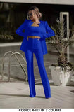 Tailleur 3 Pezzi Giacca Top e Pantaloni Zampa Completo Elegante Coordinato Casual in 6 Colori - 4483