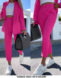 Tailleur Completo Donna Giacca Foderata e Pantalone 2 Bottoni Casual Elegante in 7 Colori - 4551