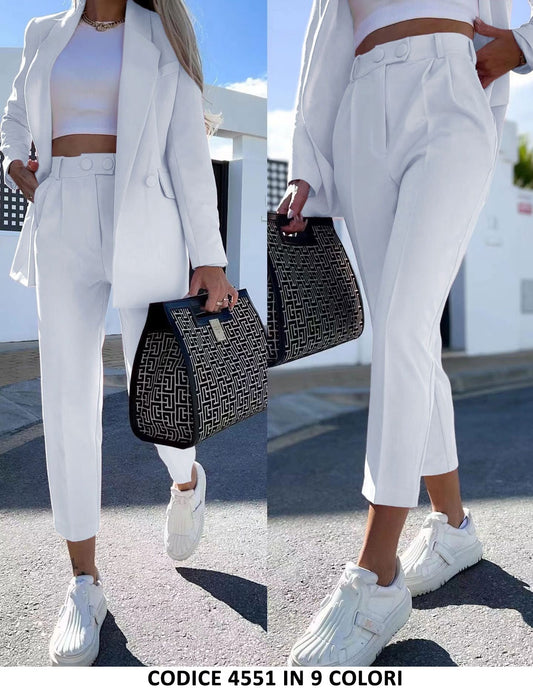 Tailleur Completo Donna Giacca Foderata E Pantalone 2 Bottoni Casual Elegante In 2 Colori - 4551Out