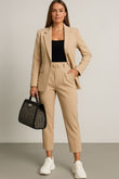 Tailleur Completo Donna Giacca Foderata e Pantalone 2 Bottoni Casual Elegante in 9 Colori - 4551