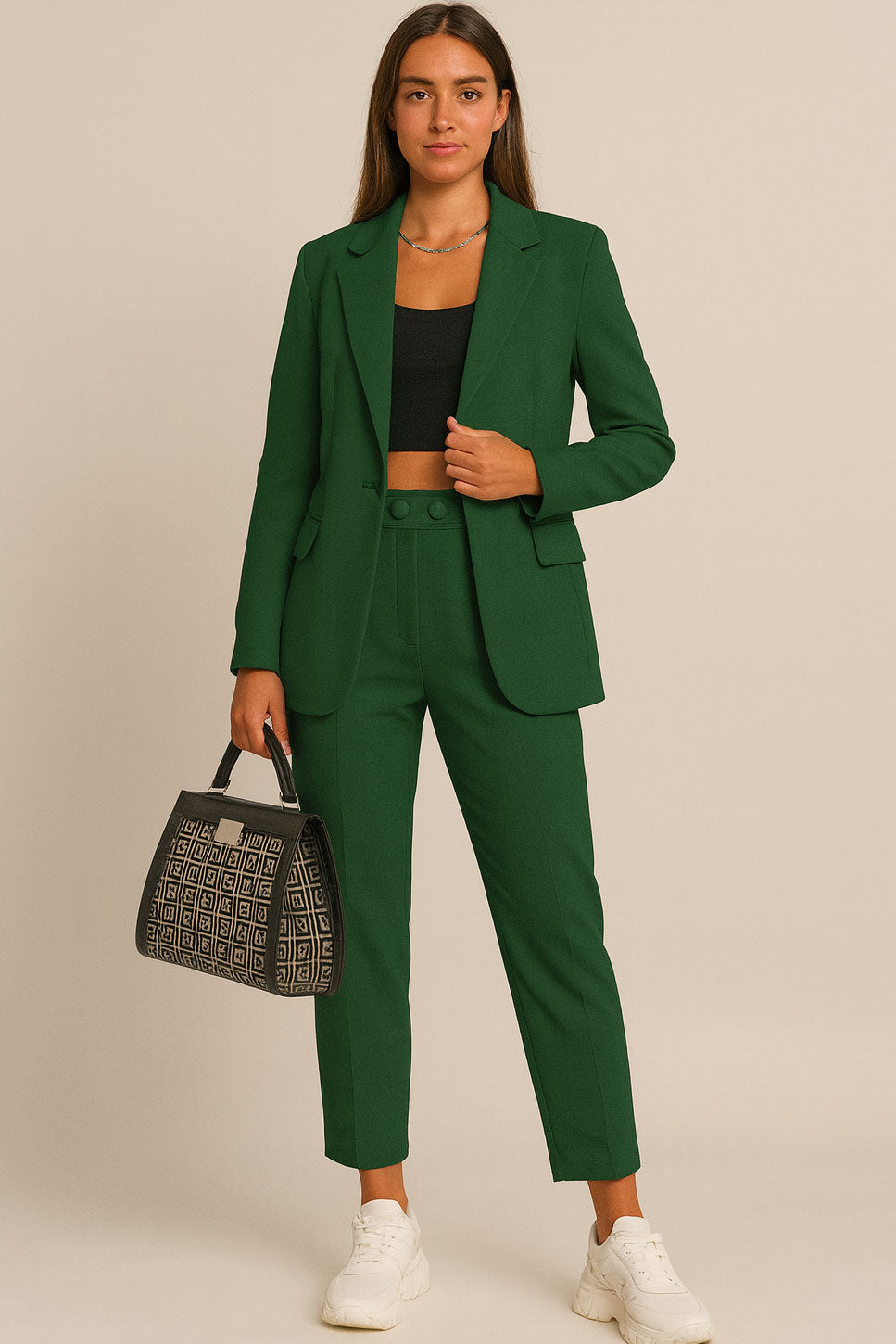 Tailleur Completo Donna Giacca Foderata e Pantalone 2 Bottoni Casual Elegante in 9 Colori - 4551