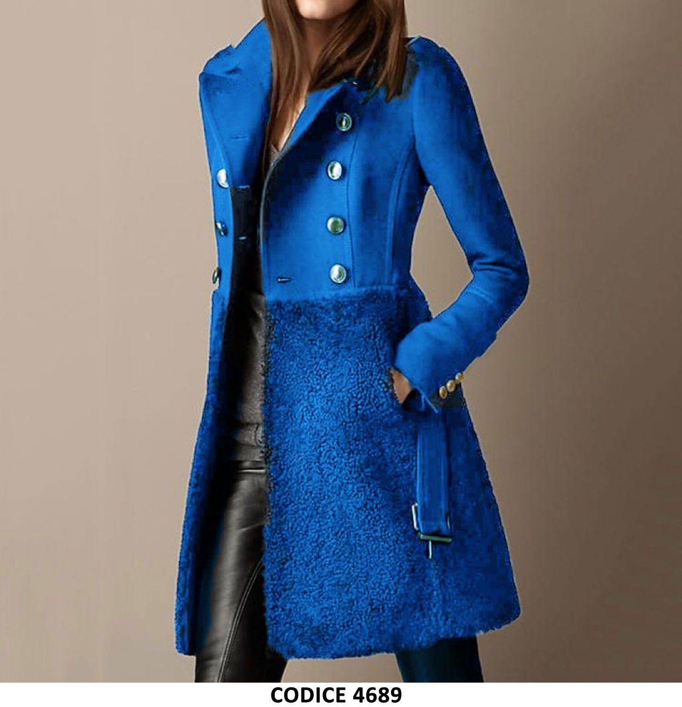 Cappotto Caldo Elegante con Bottoni Metà in Panno e Metà in Pellicciotto Fashion in 6 Colori - 4689