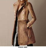 Cappotto Caldo Elegante con Bottoni Metà in Panno e Metà in Pellicciotto Fashion in 6 Colori - 4689