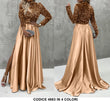 Abito Lungo Da Cerimonia Spacco Laterale E Parte Superiore In Paillettes Vestito In Oro- 4883Out