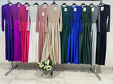 Abito Lungo da Cerimonia Spacco Laterale e Parte superiore in Paillettes Vestito in 11 Colori - 4883