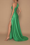 Abito Donna Lungo Mono Spalla Spacco Alto Morbido Elegante Vestito da Cerimonia in 13 Colori - 4943