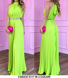 Tuta Intera Elegante Cerimonia con Pantalone Plissè e Cintura in tinta in Jumpsuiti Casual in 12 Colori- 5117