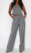 Completo Gilet e Pantalone Zampa Elegante Casual Coordinato per Giacca e Tailleur in 9 Colori - 5154