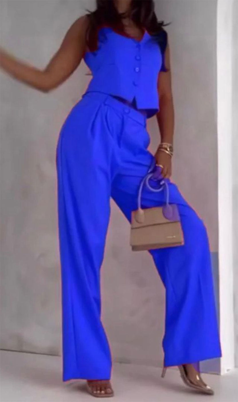 Completo Gilet e Pantalone Zampa Elegante Casual Coordinato per Giacca e Tailleur in 9 Colori - 5154