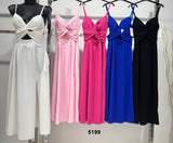 Abito Lungo Bianco ad Incrocio Scollo V Smanicato Elegante Vestito Casual - 5199Out