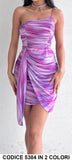 Abito Corto Aderente Tubino Drappeggiato Elegante Casual Vestito Viola Sensuale Monospalla - 5384Out