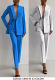 Tailleur Donna Giacca 4 Bottoni Pantalone Skinny Elegante Completo Lavoro In 2 Colori - 5496Out