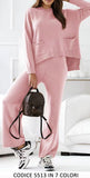 Tuta Sportiva Coordinato Felpa con Cappuccio e Tasche Pantalone Largo Completo Casual in 7 Colori - 5513