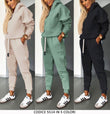 Tuta Sportiva Felpata Calda Casual Felpa Cappuccio Pantalone Elastico Completo Coordinato in 5 Colori - 5514