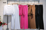 Completo Maglia Asimmetrica Manica 3/4 Pantalone Elastico Zampa Coordinato Casual in 4 Colori - 5520