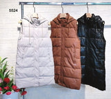 Smanicato Lungo Giubbotto con Cappuccio Donna Casual Piumino Laccetti in 3 Colori - 5524