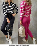 Completo Maglia con Colletto Pantalone Elastico e Tasche Stampa Effetto Strappi in 7 Colori - 5526