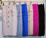 Gonna Lunga Tubino in Tessuto morbido con Bottoni e Tasche Casual Fashion in 6 Colori - 5531