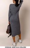 Abito Lungo Casual Tessuto Morbido a Coste Vestito Fashion Donna Ragazza in 6 Colori - 5550