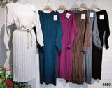 Abito Lungo Casual Tessuto Morbido a Coste Vestito Fashion Donna Ragazza in 6 Colori - 5550