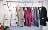 Giacca Donna Elegante Soprabito Particolari Bicolore Cardigan Lungo Tessuto Peluche in 5 Colori - 5551
