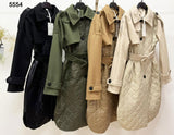 Cappotto Lungo Donna Trapuntato Trench con Bottoni e Cintura Casual Elegante Fashion in 4 Colori - 5554